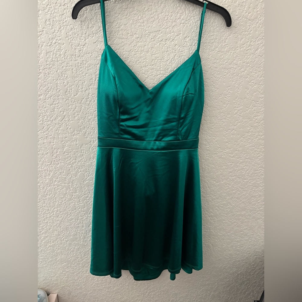 city studio- green satin dress
